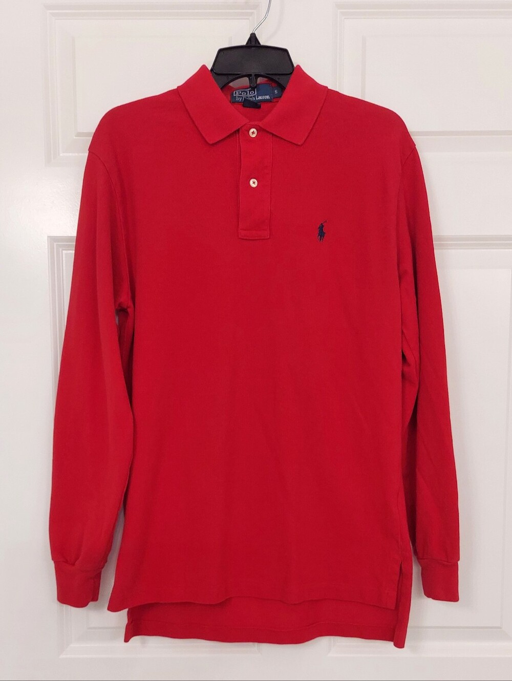 POLO RALPH LAUREN | NWOT Men's Size Small, Long Sleeve Red Polo Shirt.